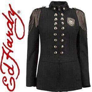 💥KILLER DESIGN💥Vintage Steampunk Chain Shoulder Military Wool Coat in Black